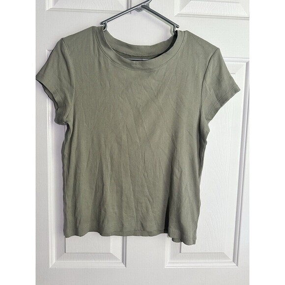 Women’s Madewell Supima Light Green Ribbed Cotton Tee Basic Shirt L Casu… - Picture 1 of 4